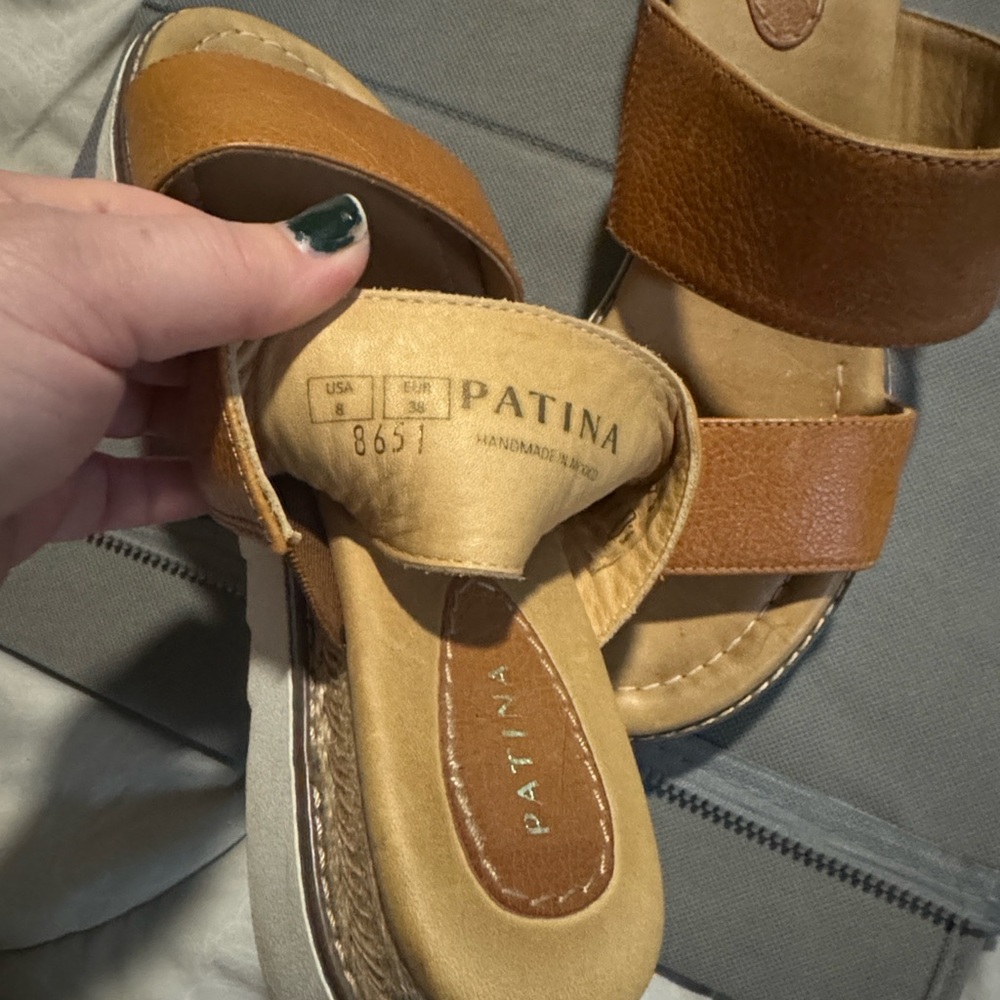 Portland Leather Goods Patina Brown Leather Slides Size 8 - Picture 4 of 6
